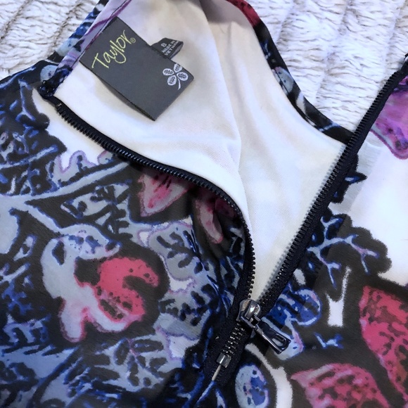 Taylor Sleeveless Floral Chiffon Shift Dress - NWT - Picture 7 of 12